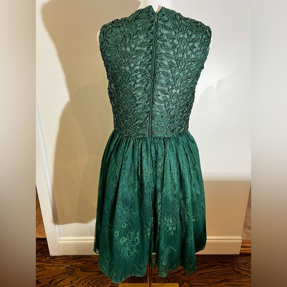 ML Monique Lhuillier Ivy Green Lace Mini Formal Event Dress Sleeveless - Picture 4 of 7